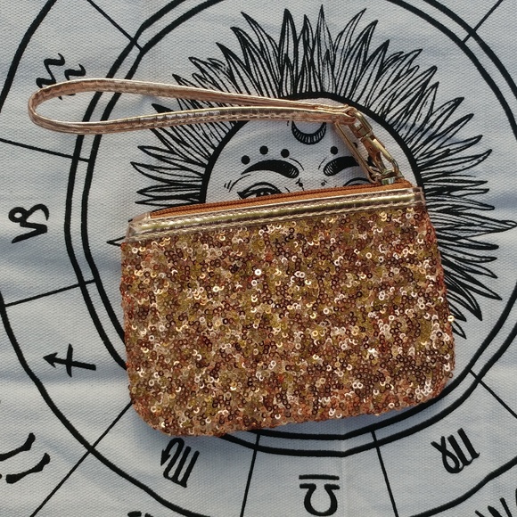 Charmie Charie Rose Gold Sequin Coin Purse - Picture 1 of 6